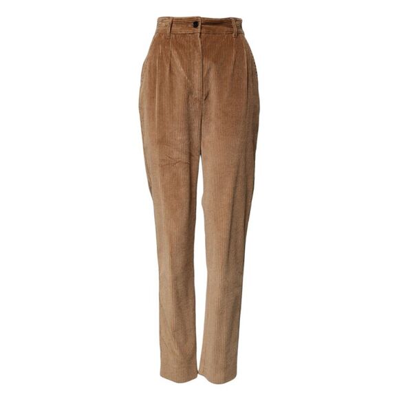 Dolce & Gabbana Brown Cotton Corduroy Tapered Women's Pants